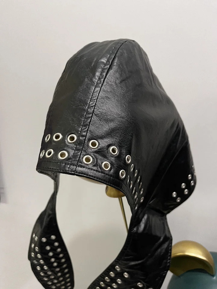 Metal Eyelets Pu Leather Durag Man Hip Hop Punk Rock Beanie Hat High Street Black Leather Cap Headwear 260304