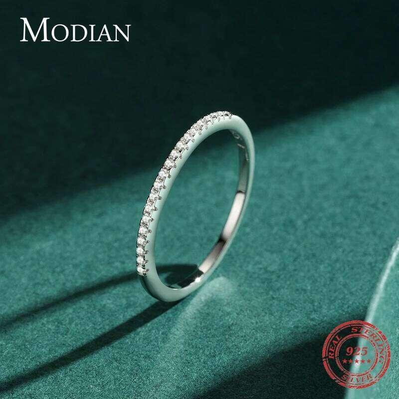 Modian Simple Elegant Ring Solid 925 Sterling Silver Dazzling Clear CZ Finger Rings For Women Wedding Statement Jewelry H260312