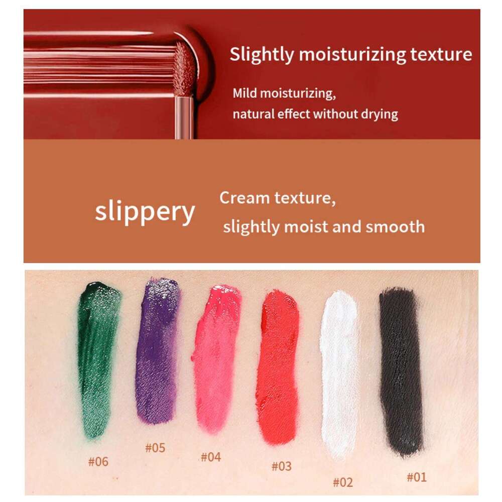1PC Matte Lipstick Waterproof Green Purple Black White Gloss Tint Halloween Lip Makeup Cosmetics W260311