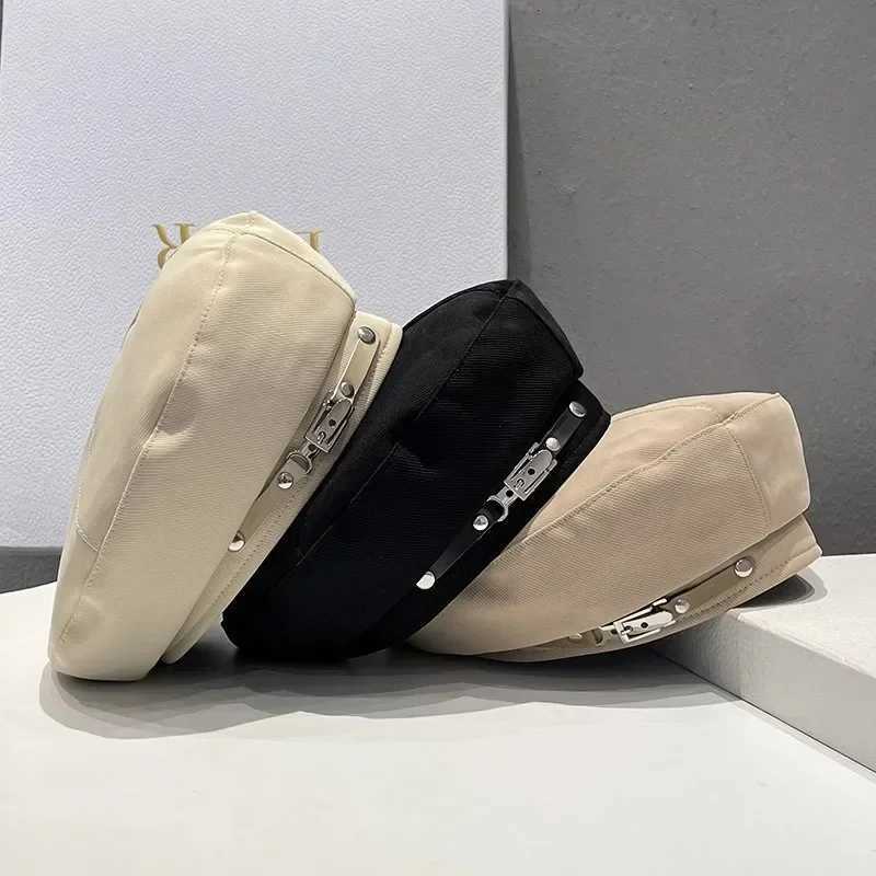 Korean Spring and Autumn Beret Womens Metal Buckle Beret British Retro Painters Hat Elegant Accessory Fashion DESIGNERS Caps H260312 - view 5