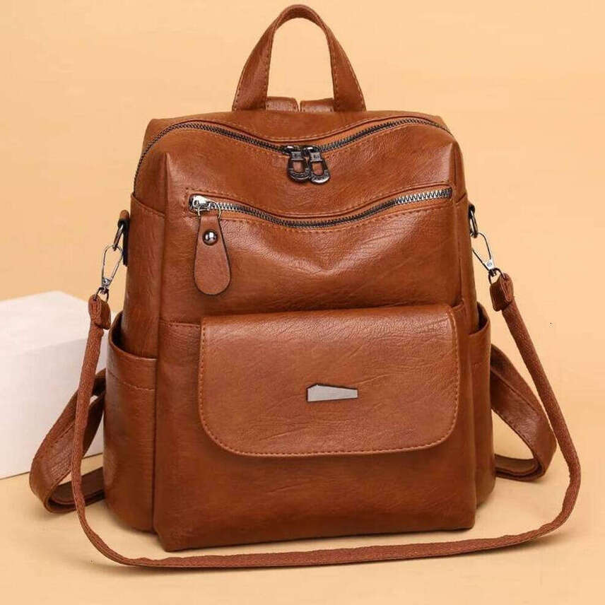 OLOEY Genuine Women Leather Backpack Fashion Female Shoulder Bag Sac A Dos Ladies Bagpack Mochilas School Bags For Teenage Girls Large capacity anti-t