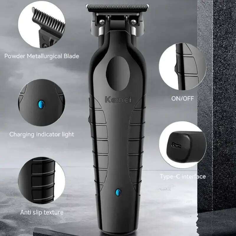 Kemei Men's Cordless USB Rechargeable Zero Gap Trimmer Electric Hair Clipper Blade Accessories KM-2299 C260312