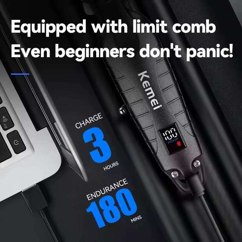 Kemei KM-2293 7000RPM Barber Professional Electric Clipper Trimmer Cordless USB Charging Rechargeable Hair Clippers C260312