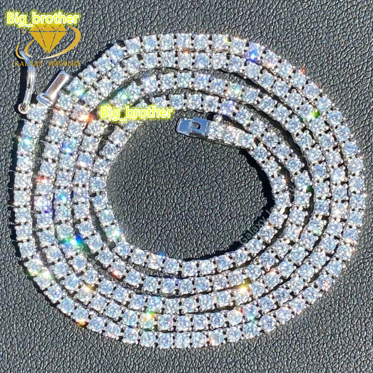 Iced Out Bling Tennis Chain Small Cluster Necklace 2mm Moissanite Diamond Collar Chains 925 Silver Hiphop Cuban Men Woman
