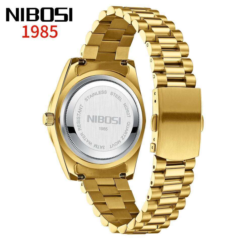 NIBOSI Watches Top Brand Luxury Diamond Classic Men Auto Week Date Waterproof Stainless Steel Watch Relogio Masculino