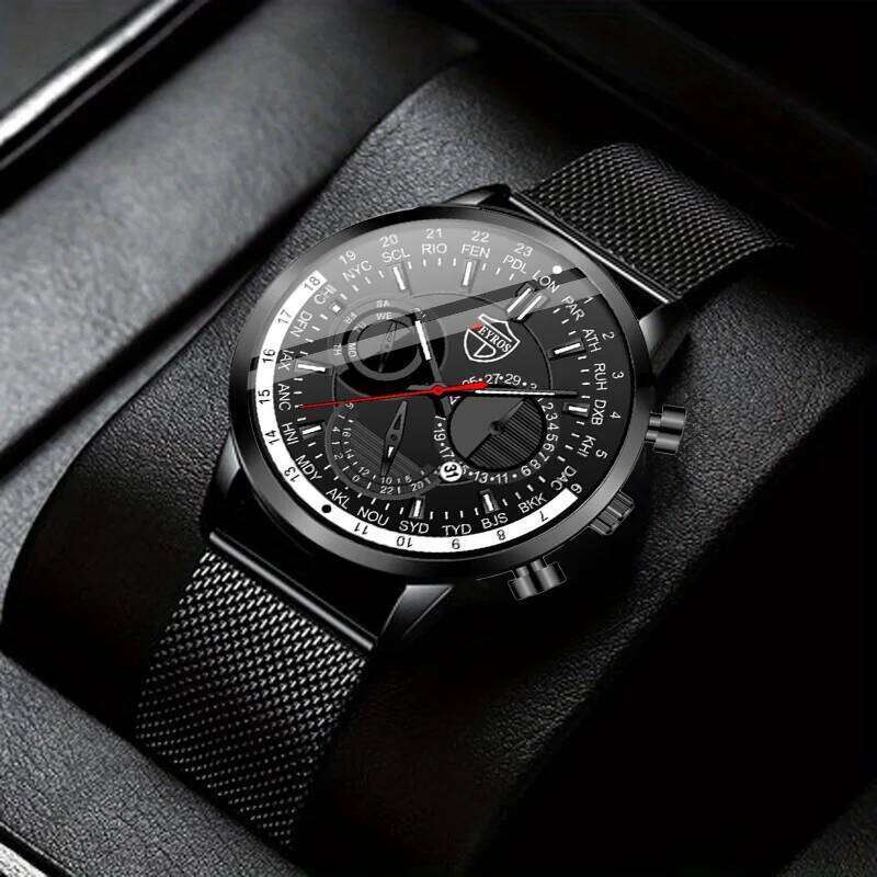 Stainless Steel Mesh Strap Christmas Gift Man Quartz Handcuffs Analog Watches Men Gifts for Dad Black Friday Watch