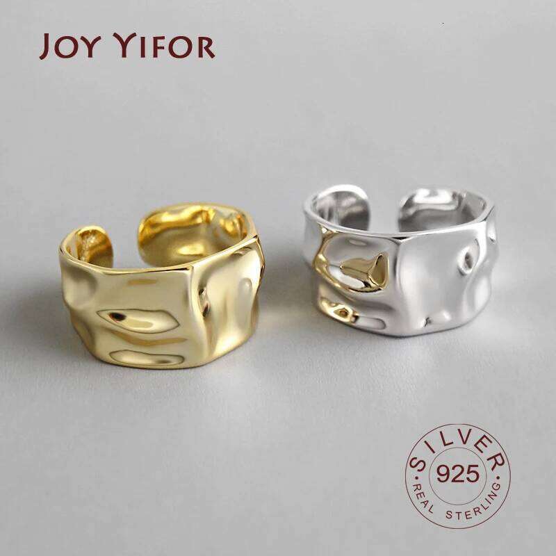 925 Sterling Silver Rings Women trendy bump gold color fine Jewelry Beautiful Finger Open Ring For Party Birthday Gift H260312