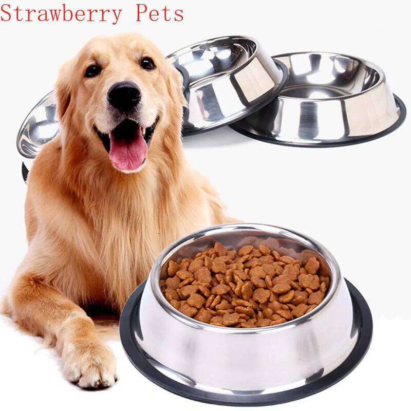 Stainless Steel Storage Container Dog Food Water Bottle Pet Bowl Feeder Dish for Small Large Dogs Cats 26Y0312