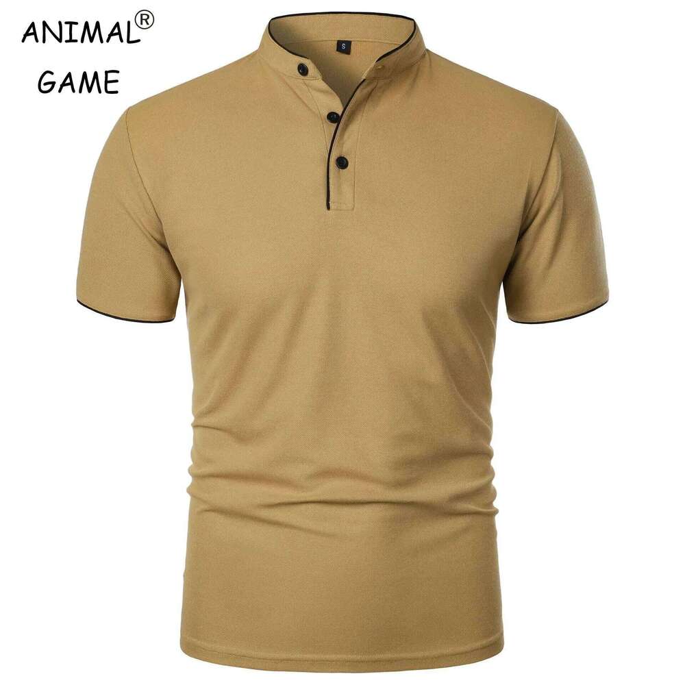 Summer Men's Short Sleeve Collar Tshirts New Solid Color Casual Polo Shirt Trendy Breathable Loose Basic Splice Top 26H0312