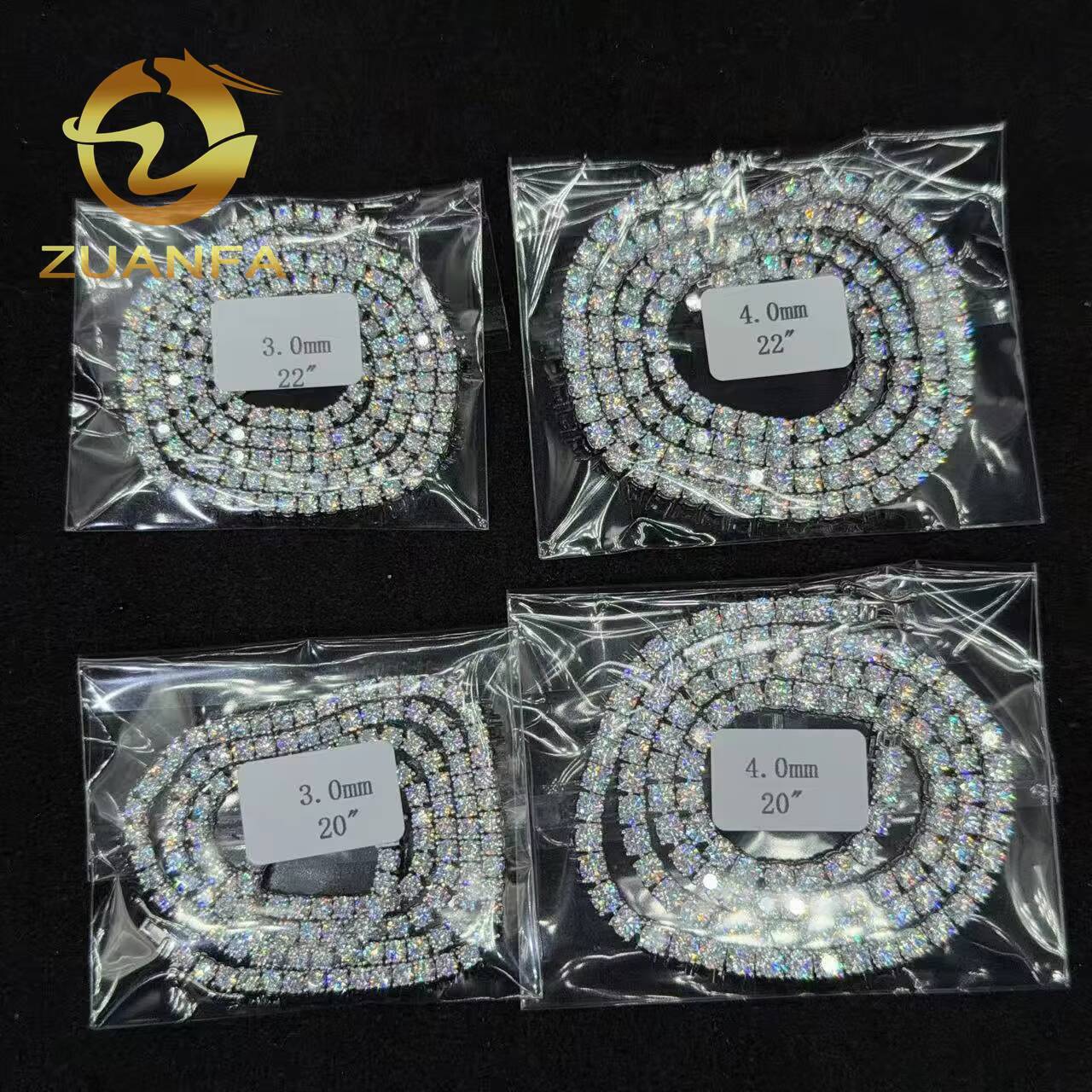 2mm 3mm 4mm 5mm 925 Silver Moissanite Diamond Tennis Necklace Fashion 5A Cubic VVS Moissanite Hip Hop Tennis Necklace for Men Women