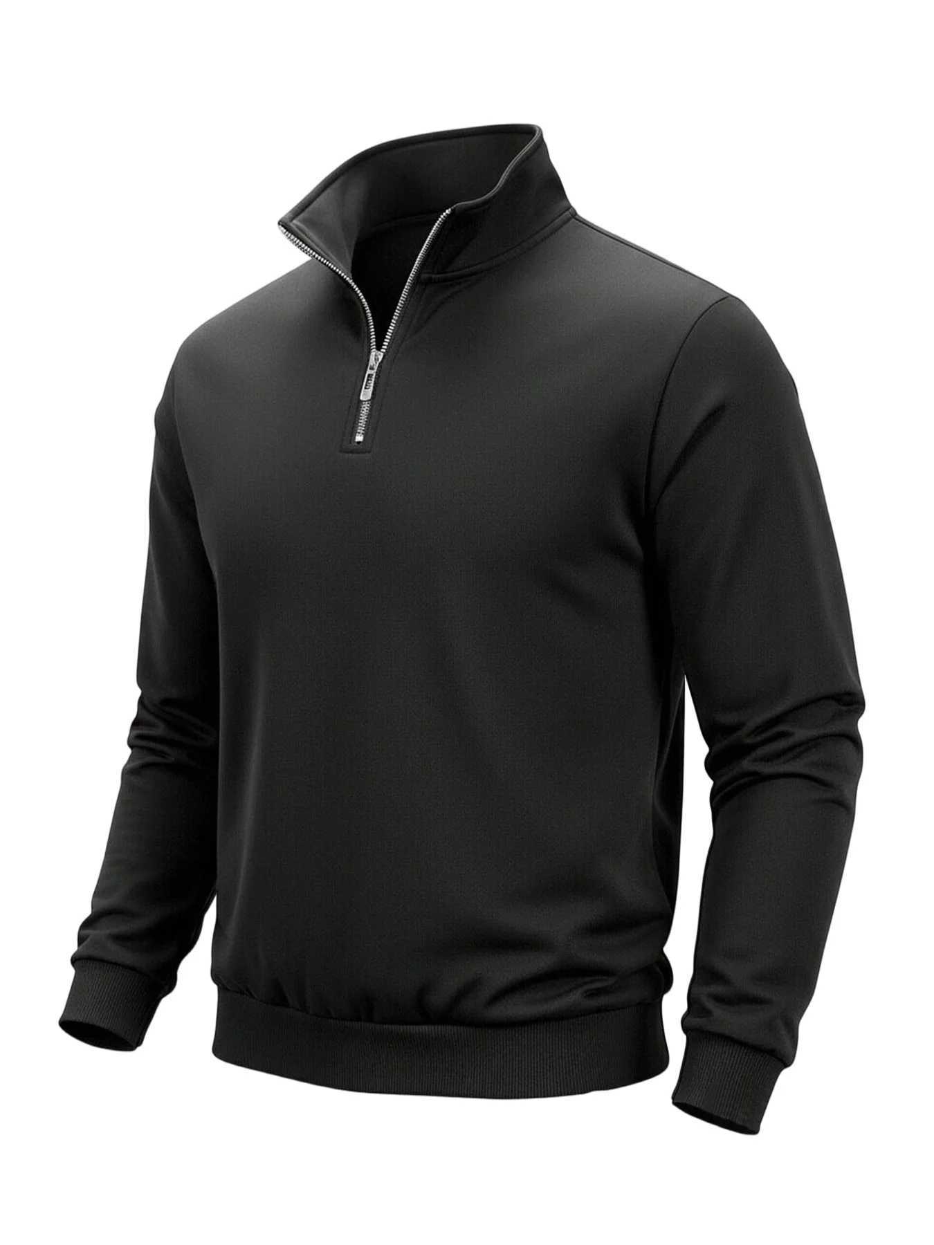Spring Autumn Mens Half Zipper Sweatshirts Solid Color Turtleneck Pullover Sweaters Men Outdoor Long Sleeve Top Streetwear M260312