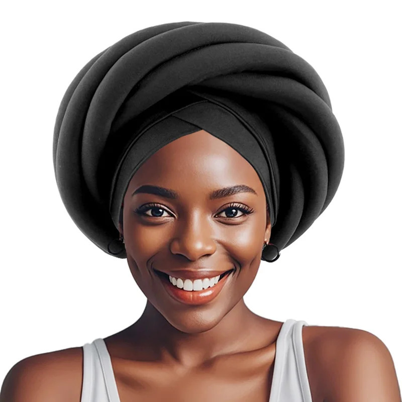 Women Ready African Auto Headtie Big Braid Sponge Turban Cap Head Wraps Elegant Nigerian Wedding Hat Hijabs Caps Headwear 260304