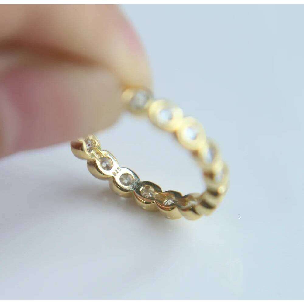 Classic new arrive bezel setting circle women jewelry three colors 925 sterling silver wedding band eternity stack finger ring H260312