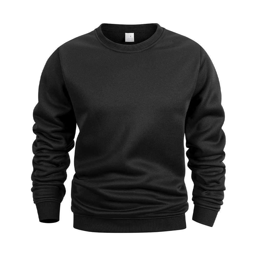 Mens Crew Neck Hoodies Autumn Winter Fleece Warm Casual Loose Pullover Solid Color Round Neck Sport Long Sleeved Sweatshirt M260312