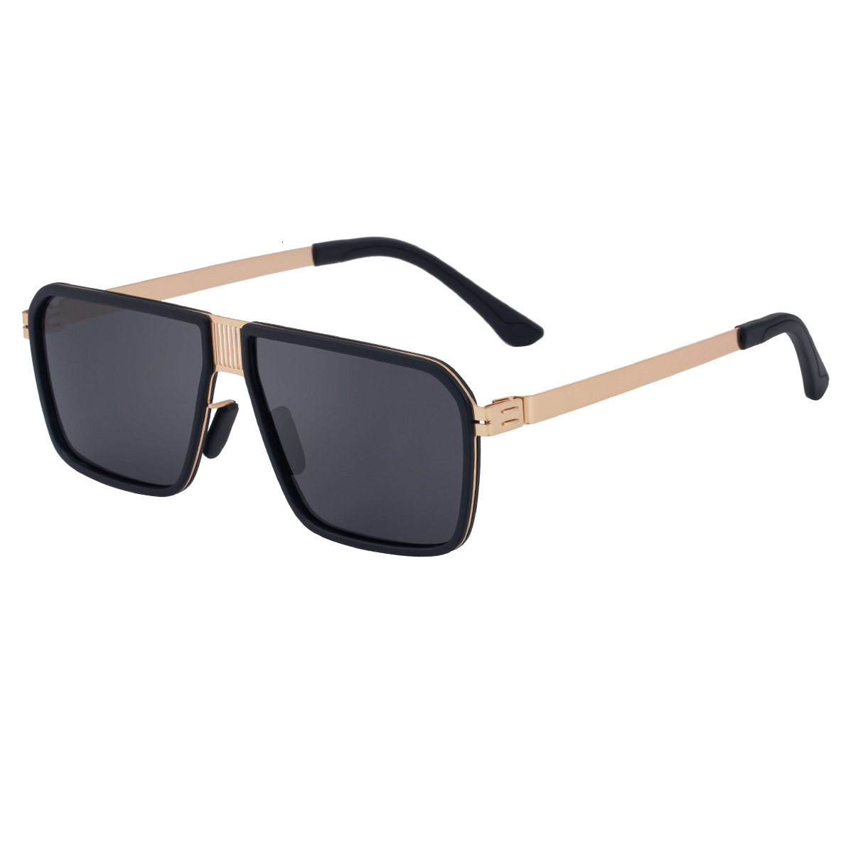 New vintage double-bridge sunglasses men, stainless steel square frame, high-end feel, polarized glasses for driving, available in bulk
