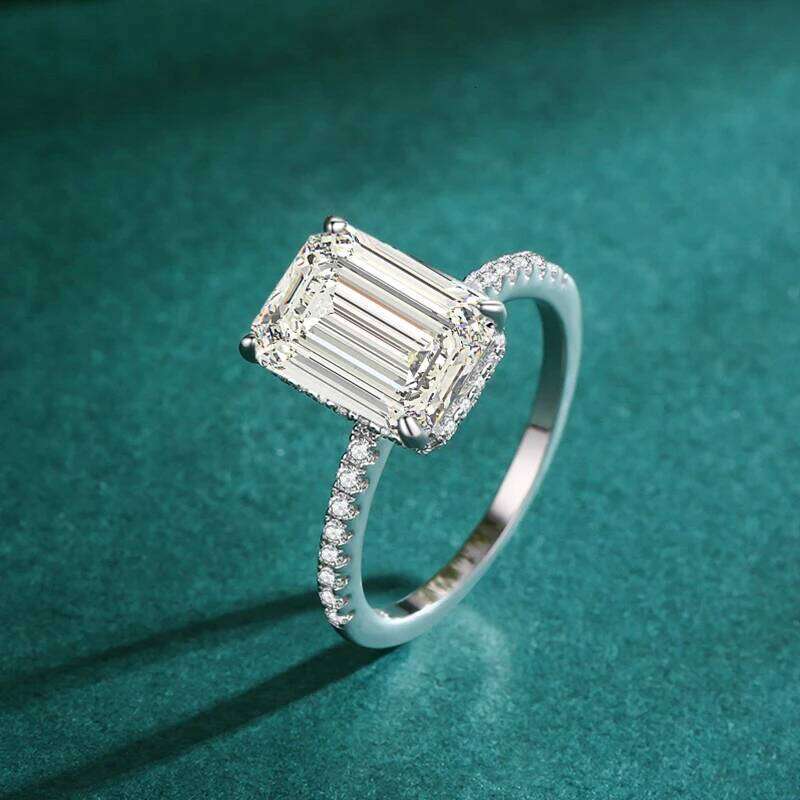 Ailmay 925 Sterling Silver Pagoda Cutting Rectangle 5A Zirconia Finger Ring For Women Wedding Banquet Jewelry Gift H260312