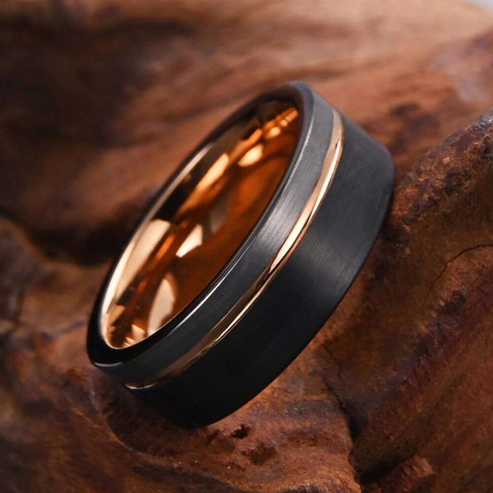 Fashion 6/8mm Black Tricolor Tungsten Steel Ring for Men Women Carbide Engagement Rings Wedding Bands Jewelry Accessories H260312