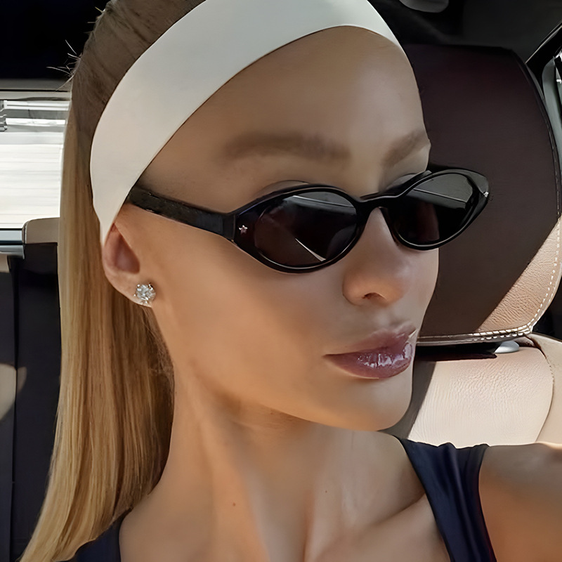 Star Simple Elliptical Sunglasses 2026 New Fashion Sunglasses Anti UV Sunscreen Sunshade Sunglasses for Women