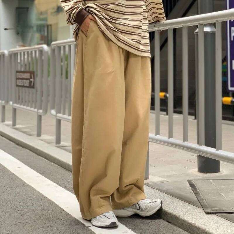 100% Cotton Baggy Pants Men Wide Leg Oversize Japenese Y2k Ankle-length Long Harem Trousers Casual Sport Old Money Vintage