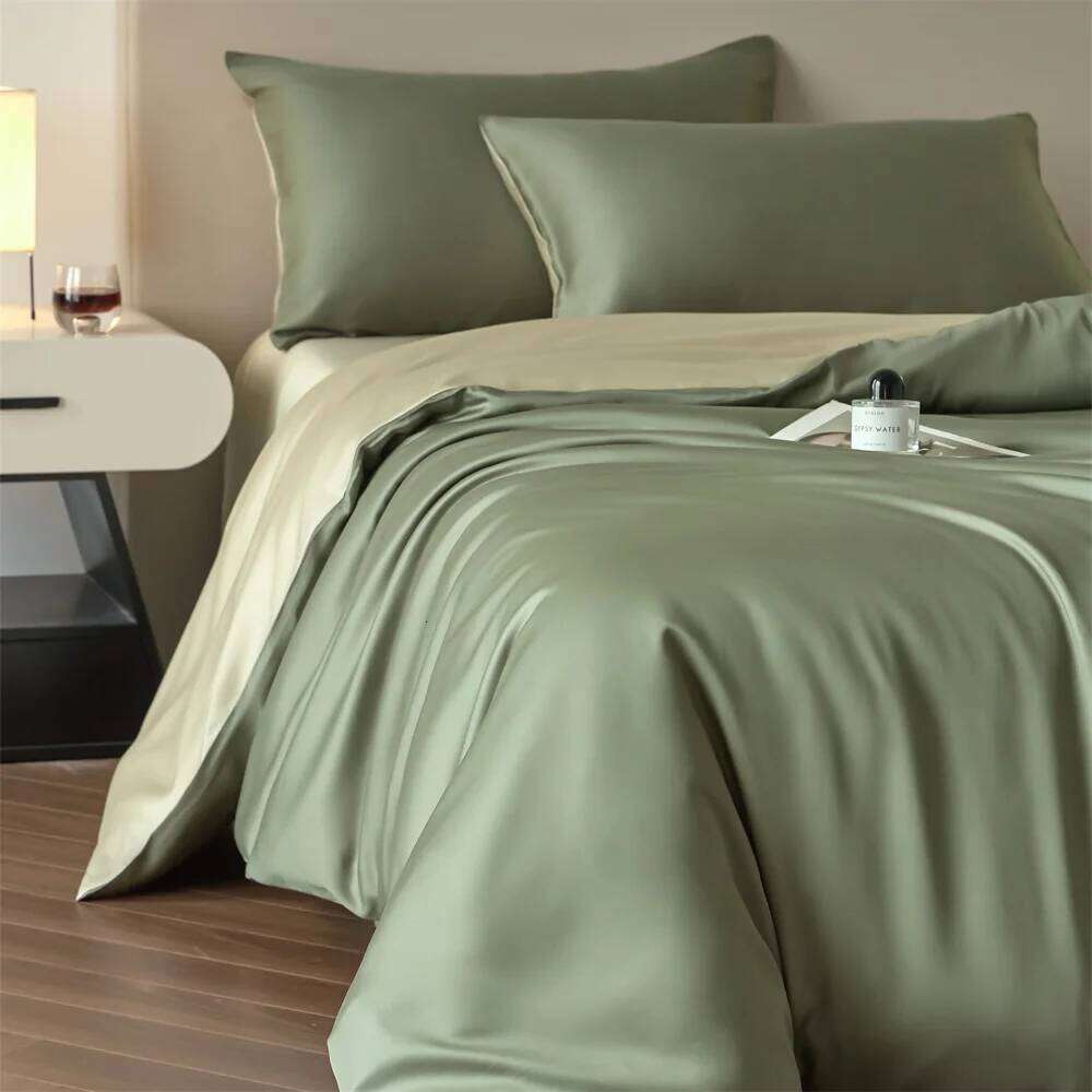 100% Silk Bed Sheet Bedding with Quilt Bedsheet Pillow Case High End Duvet Cover Set Queen Double Single H260312