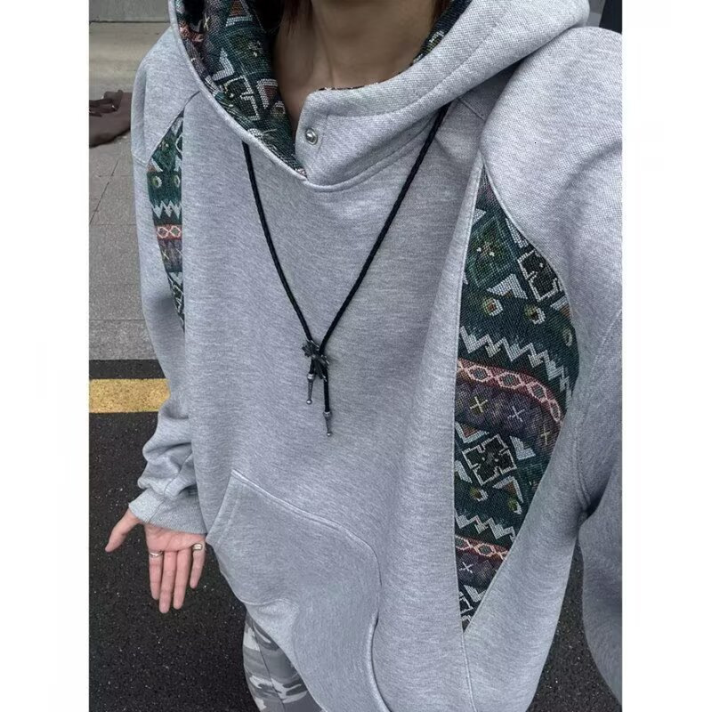 Ethnic Style Heavy-duty Men's Hoodie New Spring And Autumn Model With Contrasting Color Design Heavy-duty And Stiff Designer Hoodie Jacket Color-