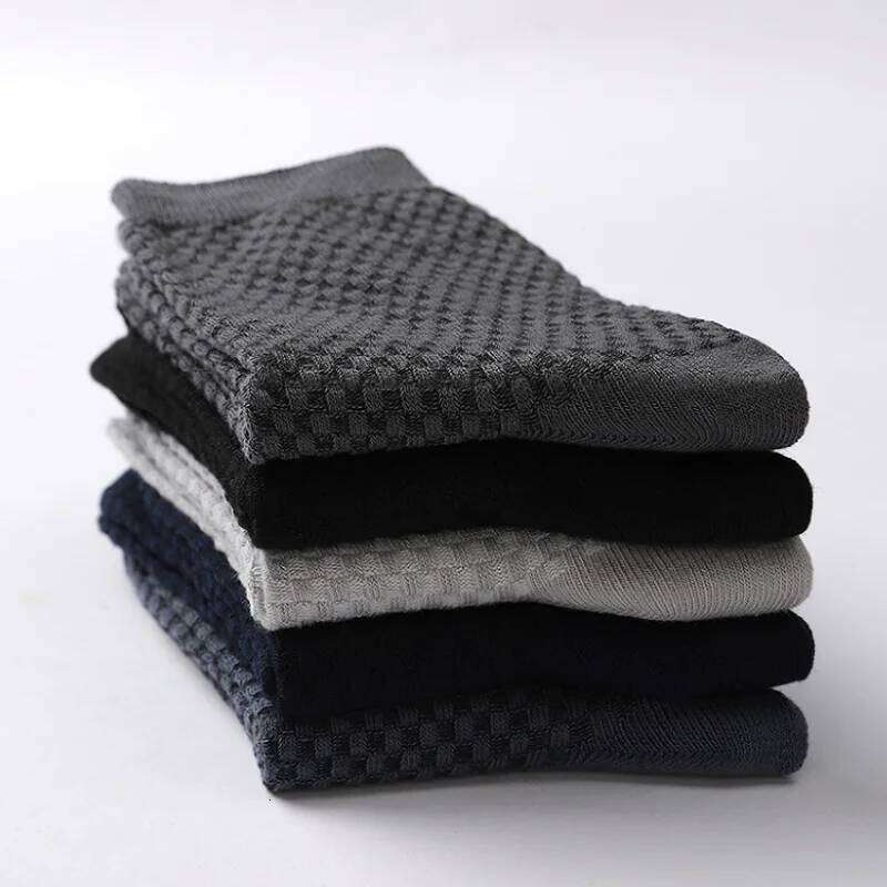 5 Pairs Men Bamboo Fiber Crew Man High Quality Spring Autum Winter Business Breathable Male Dress Ankle Socks Z260312