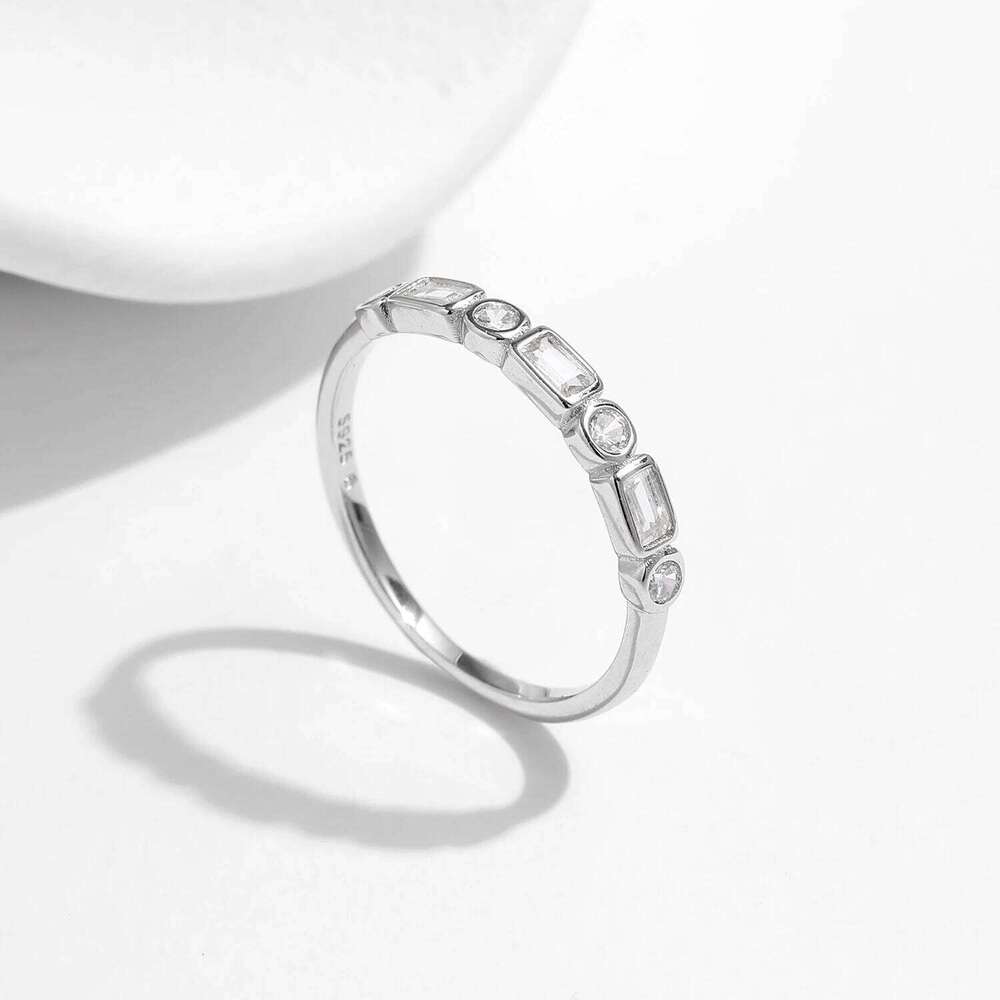 MODIAN 925 Sterling Silver Fashion Round Rectangle Dazzling Clear CZ Band Ring For Women Wedding Engagement Fine Jewelry H260312