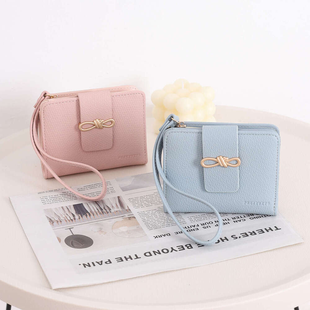 Luxury fashion wallet Bowknot Short Wallet For Women New Korean Style Handbag Off Stackable Coin Purse With Zipper And Wrist Strap