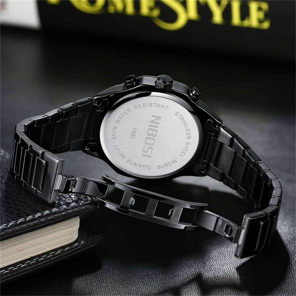 NIBOSI New Watches Top Brand Luxury Quartz Business for Men Stainless Steel Waterproof Chronograph Date Watch Relogio