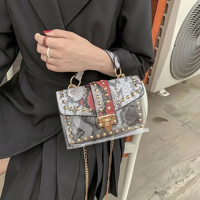 Graffiti Women's Shoulder 2025 New Serpentine Purses and Handbags Small Leather Fashion Chain Summer Transparent Bag Woman