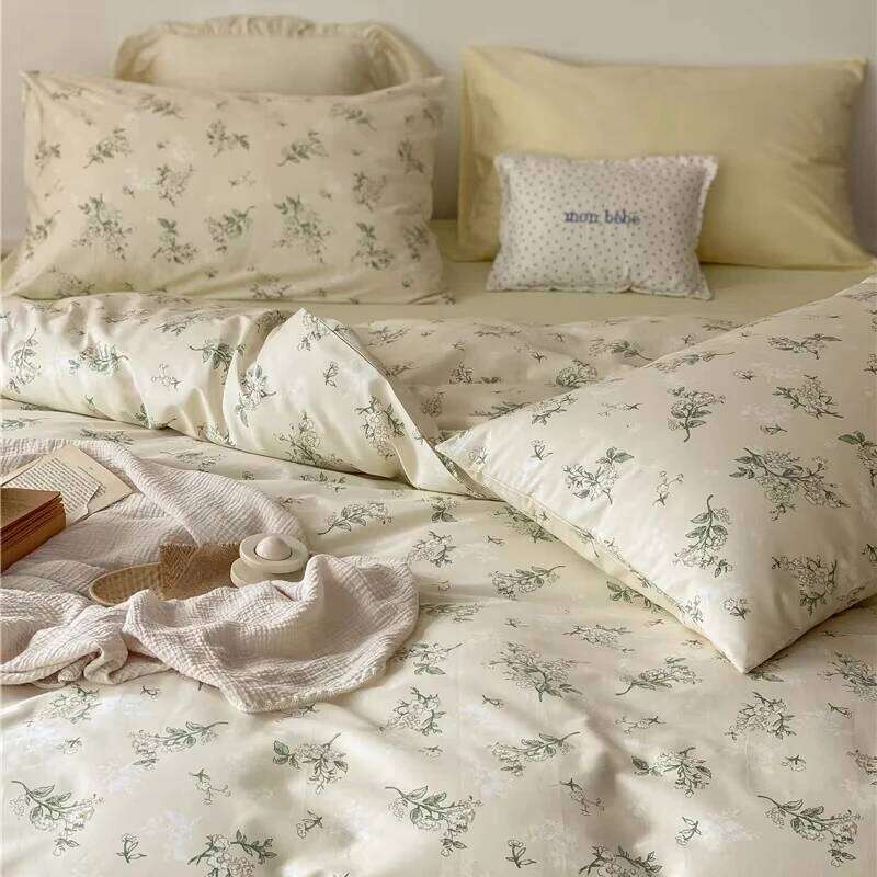 Cutelife Flower Cotton Sheets Set Cozy Duvet Cover Pillowcase Single Queen Home Textile Double Bed Linen Bedroom Bedding H260312