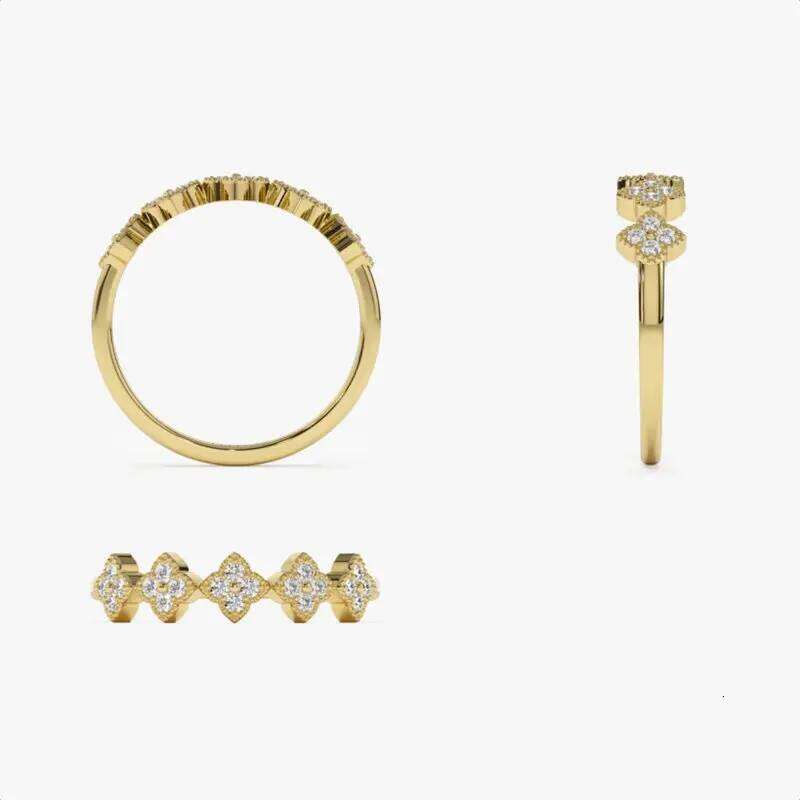 Lnkry 14k Gold Plated Certified Cluster Moissanite Ring anillo plata 925 Sterling Silver Cr Wedding Rings Jewelry Gift H260312