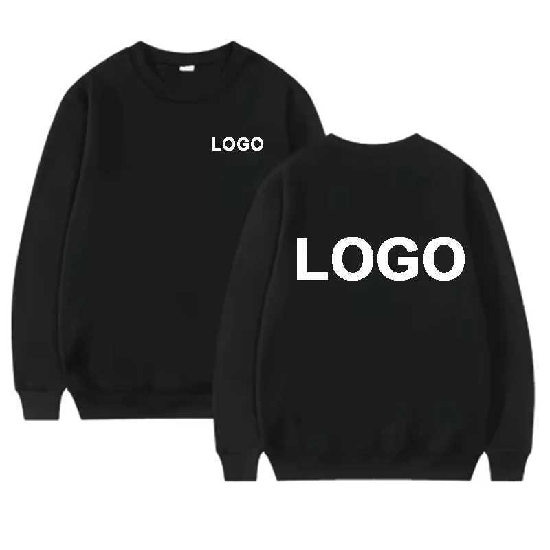 Customized printed mens and womens round neck hoodies fashionable O-neck loose long sleeved pullovers street sports shirts M260312