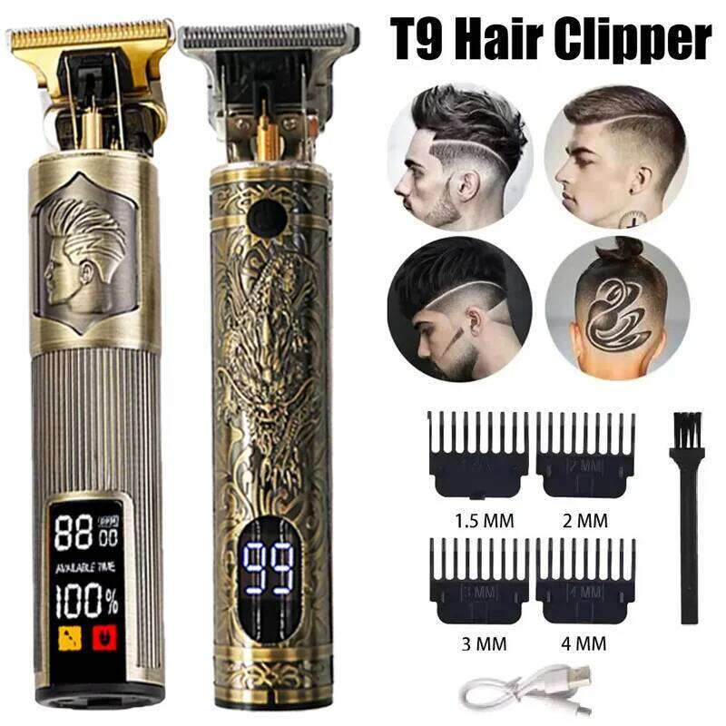 New! T9 Electric Hair Trimmer/Accessories USB Professional Shaver | 0mm Bald Fade Cutting Machine Portable for Men Home Haircut C260312