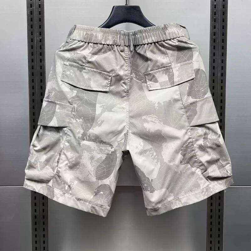 Cargo Knee Men Outdoor Camo Breathable Wear Resistant Big Pocket Elastic Waist Sport Beach Printed Casual Shorts