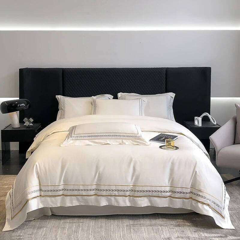 100% Egyptian Cotton Embroidery Hotel Style Bedding Queen King Size Duvet Cover Set Bed Sheet/Fitted Sheet Pillowcase H260312