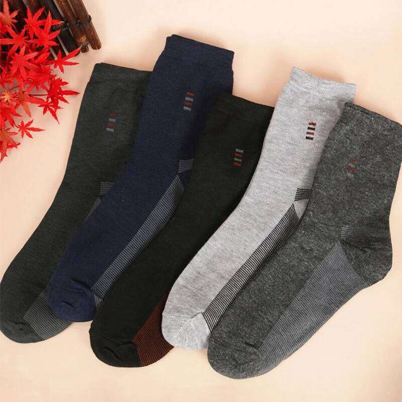 5 Pairs Men's Long Soft Comfortable Wear-resistant Sturdy Casual Simple Fashion Black Large Szie Mid-calf Socks Z260312