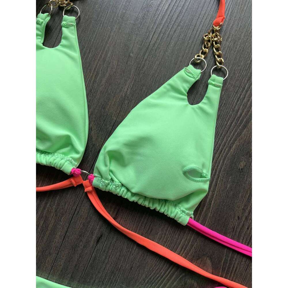 Para Praia Sexy Multicolor Push Up Swimwear Women Brazilian Bikini 2023 Swimsuit Halter Biquini Holiday Two Pieces Bathing Suit Y260303