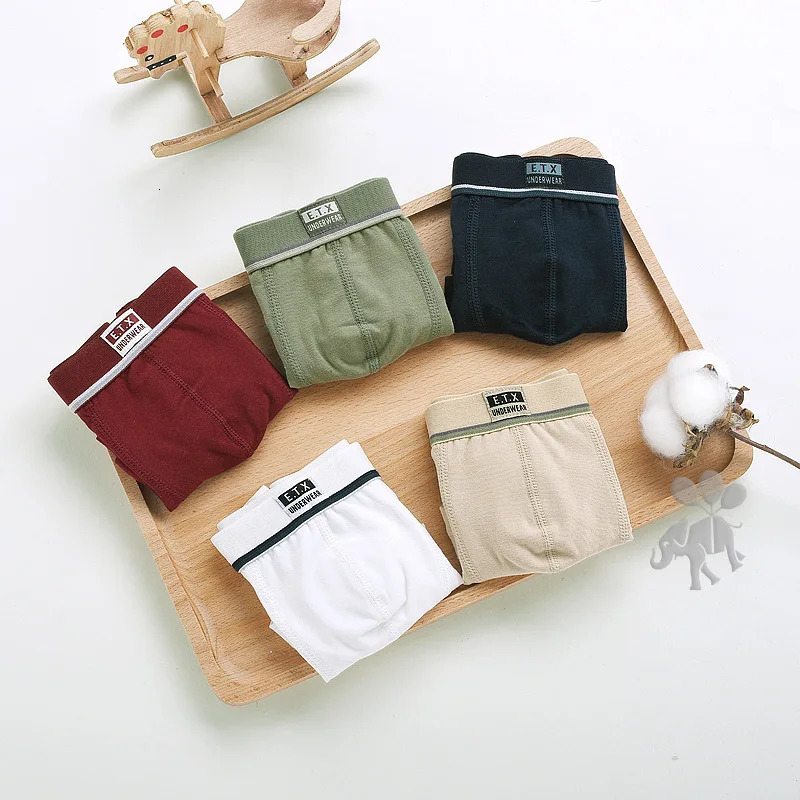 children high quality solid boys cotton boxer shorts panties kids underwear for 220 years old teenager 5pcs3pclot student 260311