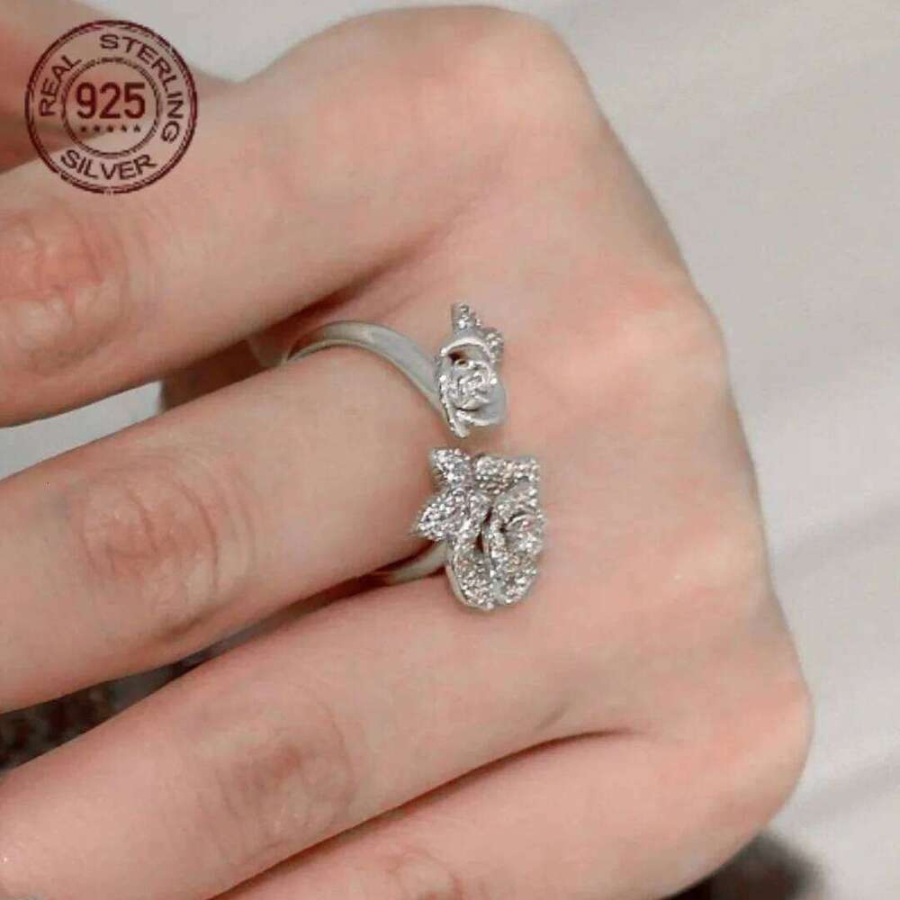 Brilliant 925 Sterling Silver Rose Flower Rings For Women Bling Zircon Inlay Elegant Exquisite Ladies Wedding Ring H260312
