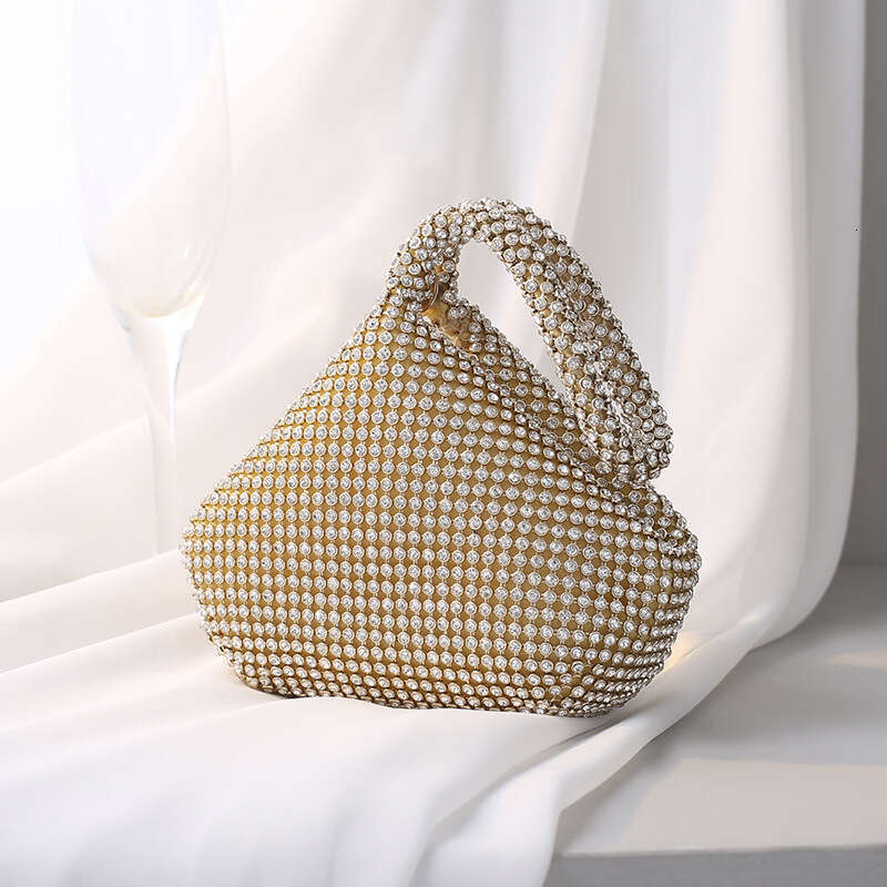 Factory Direct Sale Cross-border Pure Handmade Rhinestone Landmine Evening Handheld Banquet Bag Women's Handbag Small