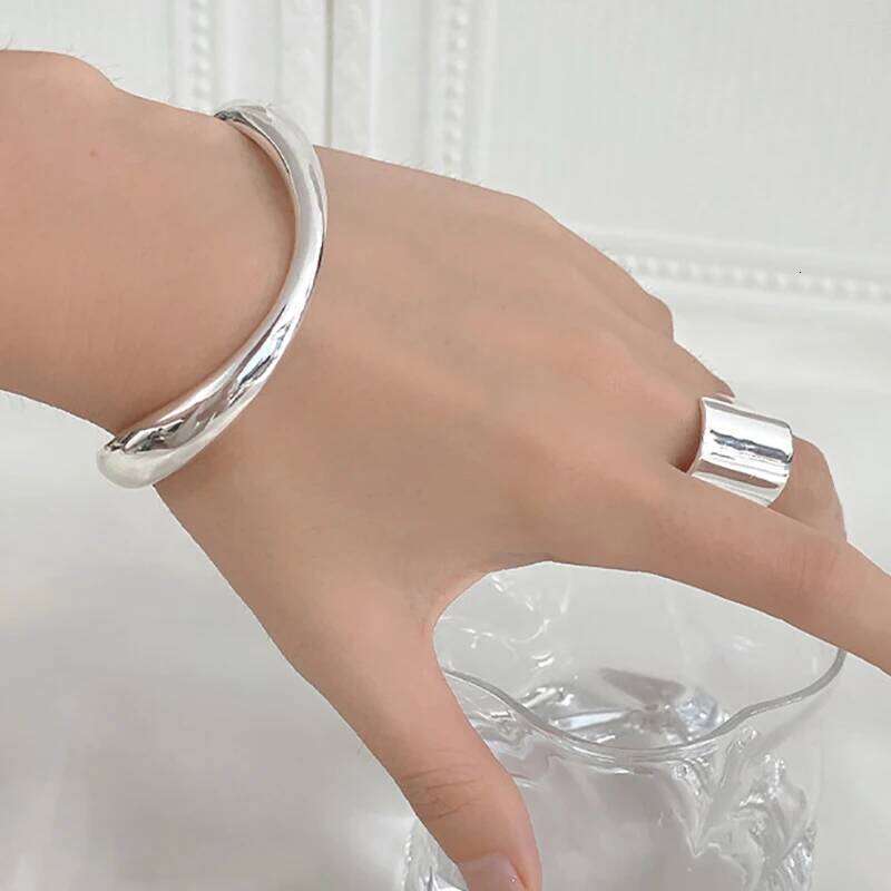 Minimalist 925 Sterling Silver Smooth Ring for Women Couple New Fashion Creative Width Geometric Handmade Birthday Party Jewelry H260312