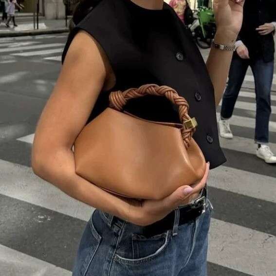 Women European And American Design Dumpling Hexagonal Handbag New Model Woven Handle Tote Shoulder Crossbody Bag For Women
