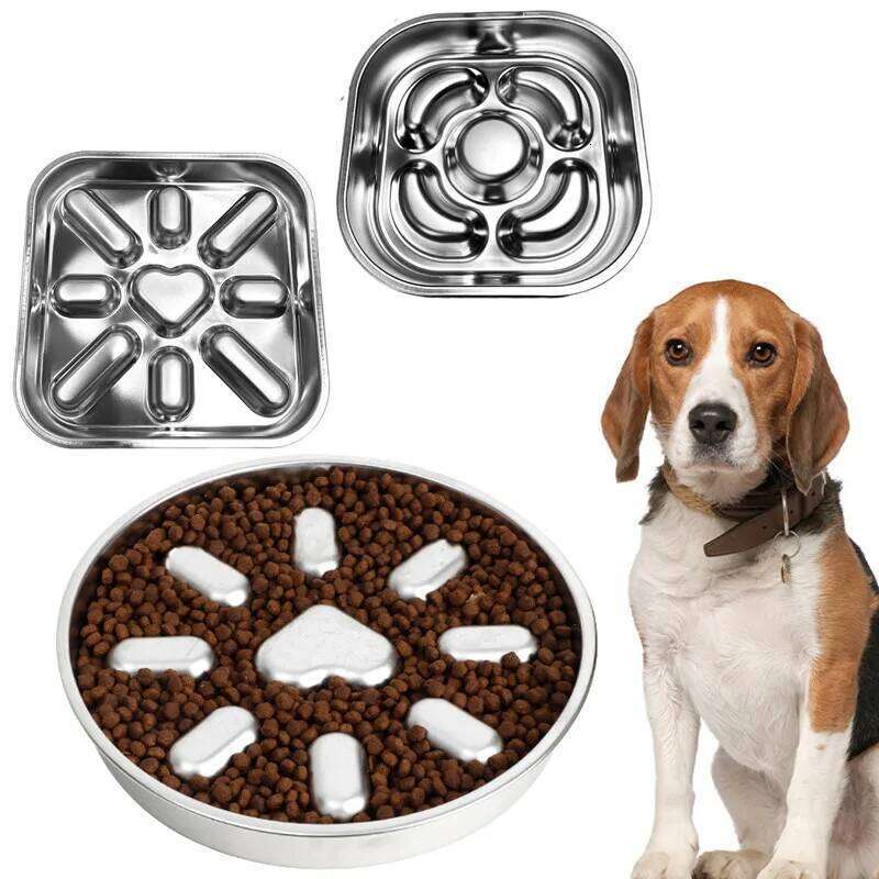 Pet supplies, stainless steel slow food dogs, feeding basin for cats, choking and anti overturning bowl 26Y0312