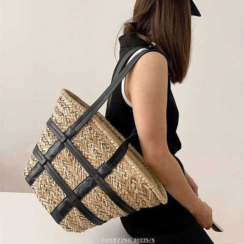 Basket Summer Straw Fashion Beach Big Rattan Shoulder Bags Large Capacity Woven Bag Hand-Made Handbags WONST