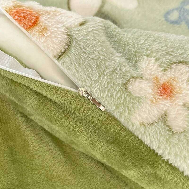 White Plant Flower Milk Velvet Duvet Green Reversible Soft Skin-friendly Comforter Cover Adult Kid Bedroom Winter Bedding H260312