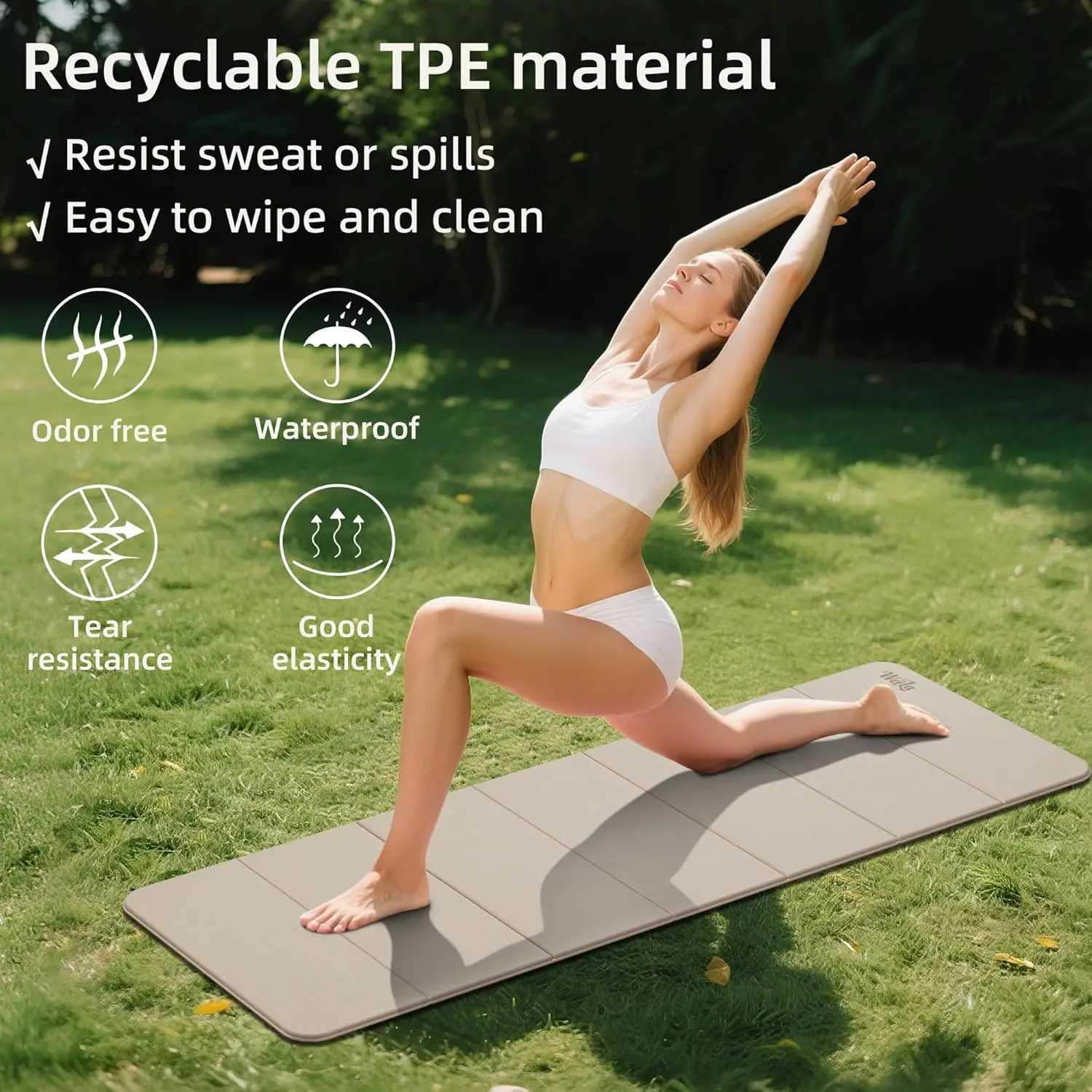 Extra Thick Yoga Mat 69x24 Inch Non-Slip Exercise Mat for Home Gym Foldable for Travel Camping M260312