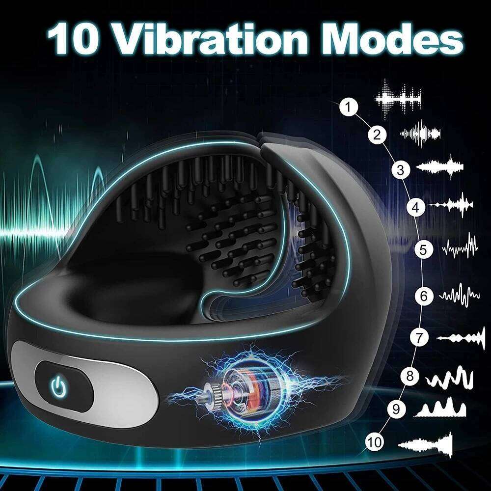 Vibrating Cock Ring Cockring Sex Toys Men Couple Delay Ejaculation Chastity Testicles Massager Penis Vibrators for Adults 18 Z260312