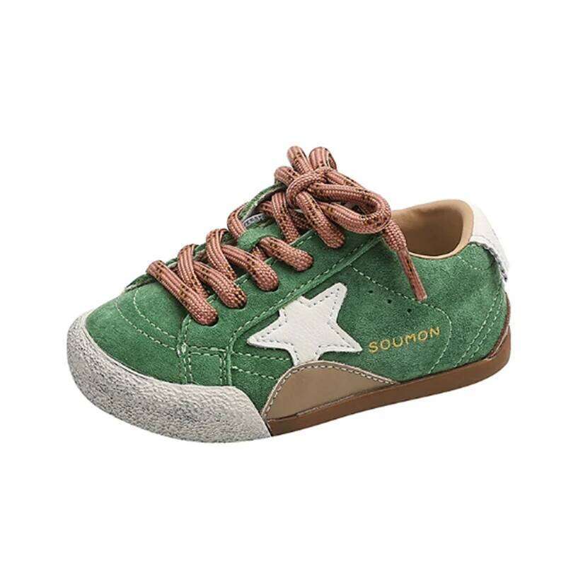 2025 New Autumn Children Leather Breathable Kids Casual Shoes Star Non-slip Fashion Toddler Girls Boys Sneakers 23-33 H260312