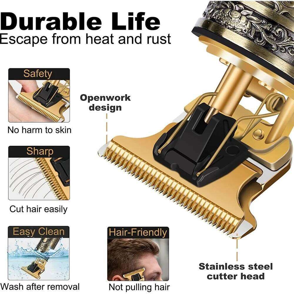 Barber T9 Upgraded LCD Rechargeable Retro Oil Head Carving Electric Push Shear Pubic Hair Clipper Machine for Women C260312